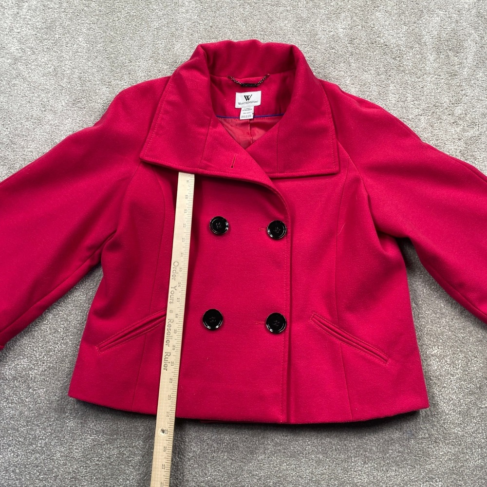 Worthington Womens Fuchsia Pink Double Breasted Pea Coat Jacket XL Extra Large - Picture 7 of 11
